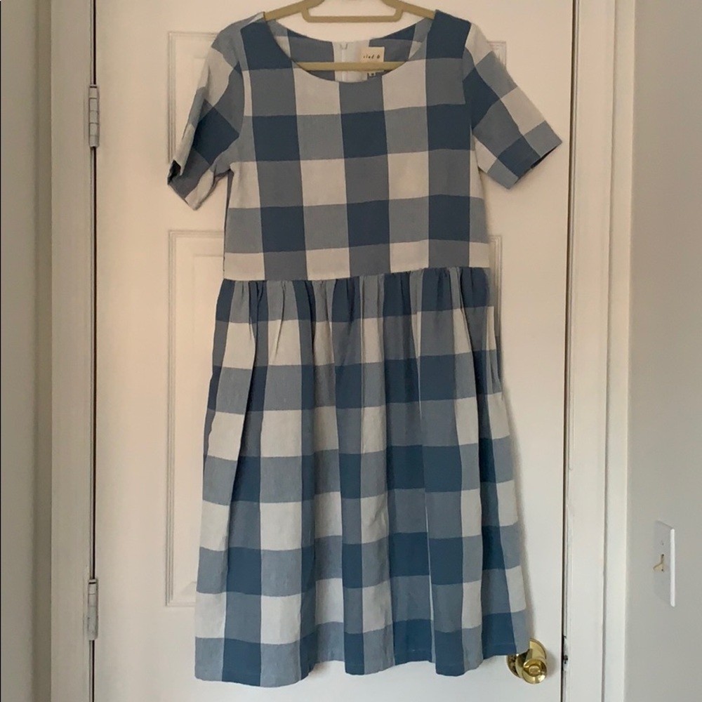 Clad and Cloth Blue Buffalo Check Dress